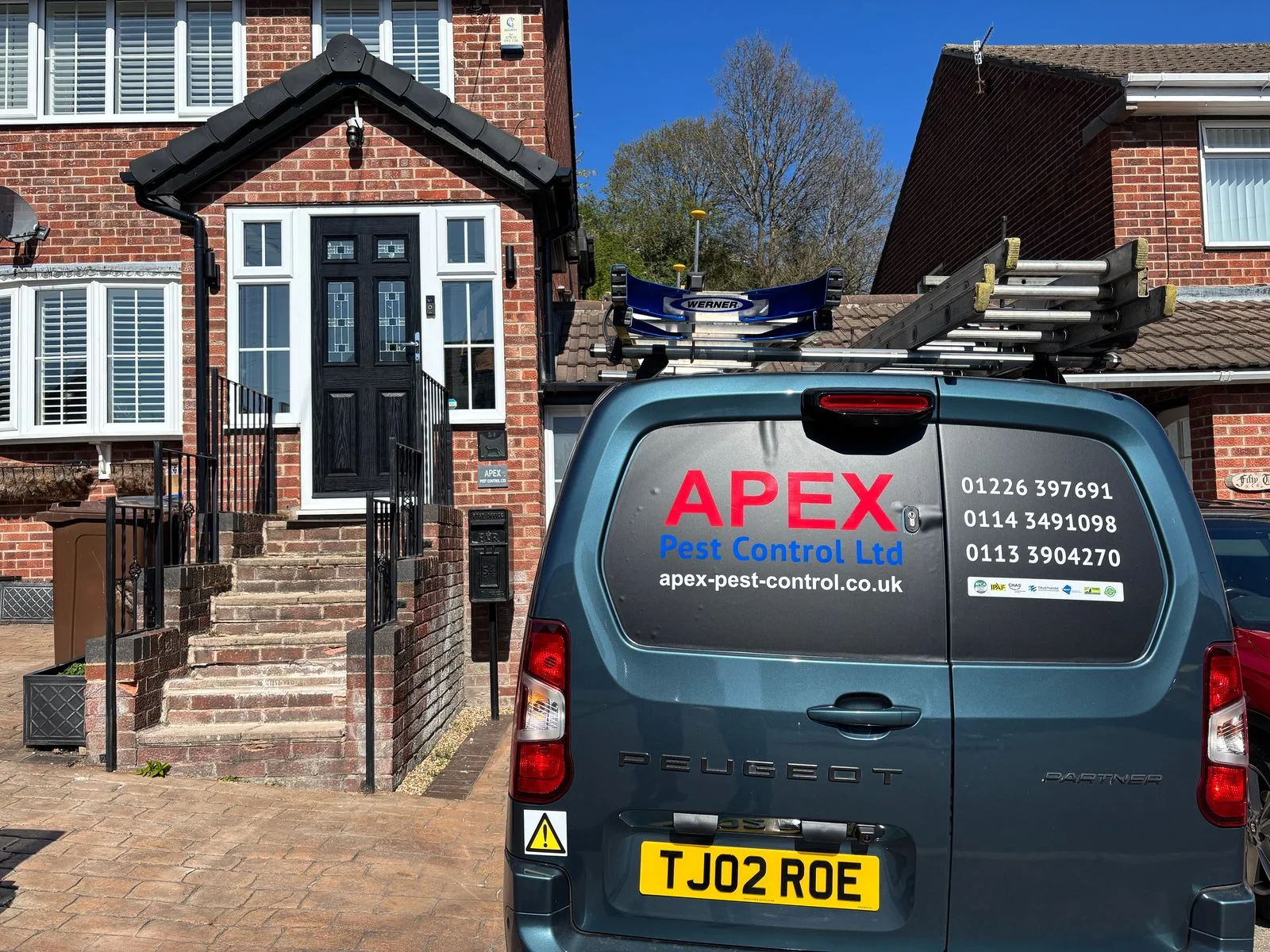 Apex Pest Control Ltd signature van parked on a Rotherham driveway