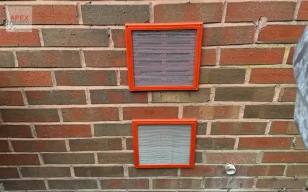Rodent proofing mesh fitted over air bricks on a domestic property